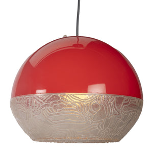 Red Plastic Ball Space Age Pendant Lamp