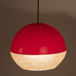 Red Plastic Ball Space Age Pendant Lamp