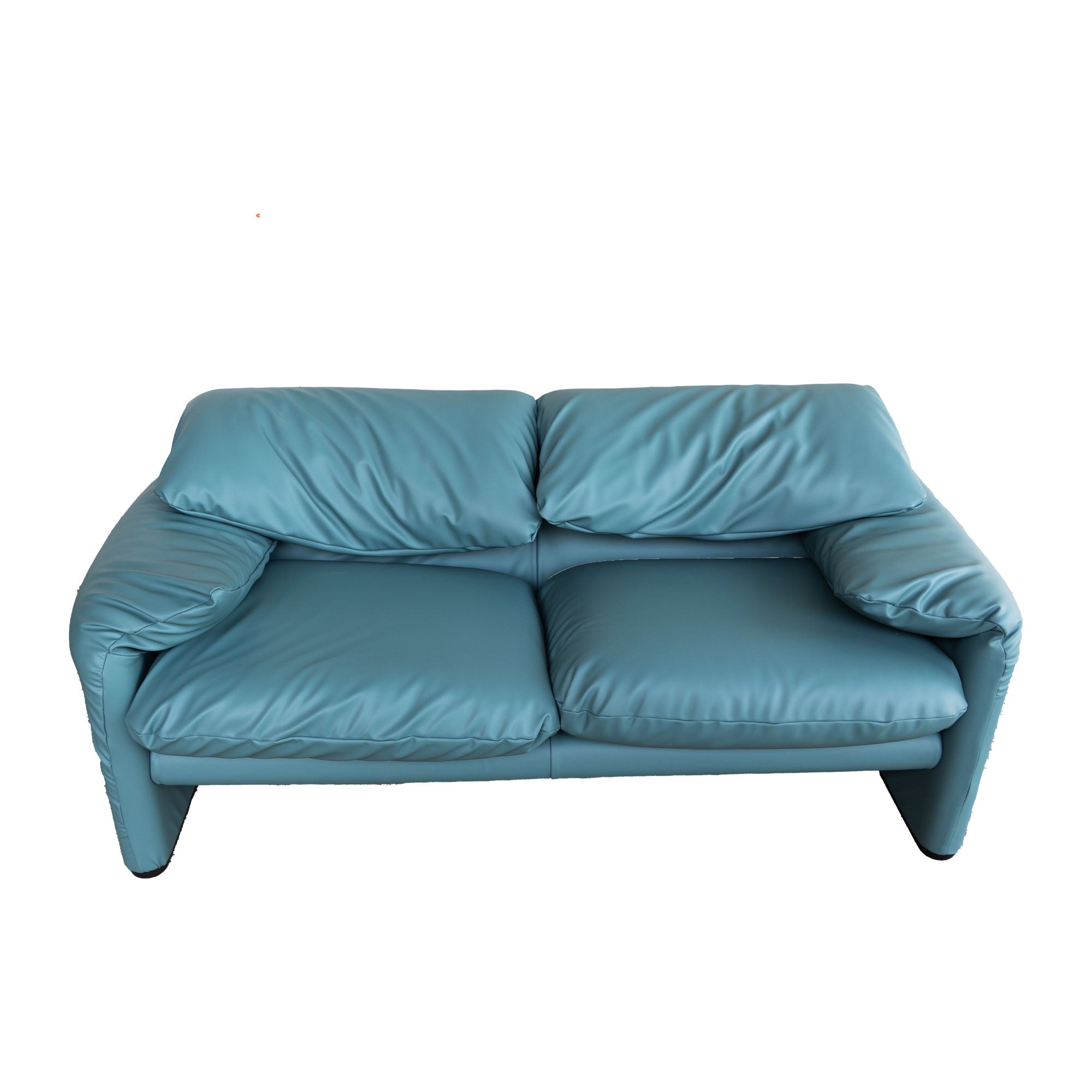 Teal Maralunga Bank door Vico Magistretti voor Cassina