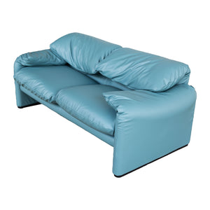 Teal Maralunga Bank door Vico Magistretti voor Cassina