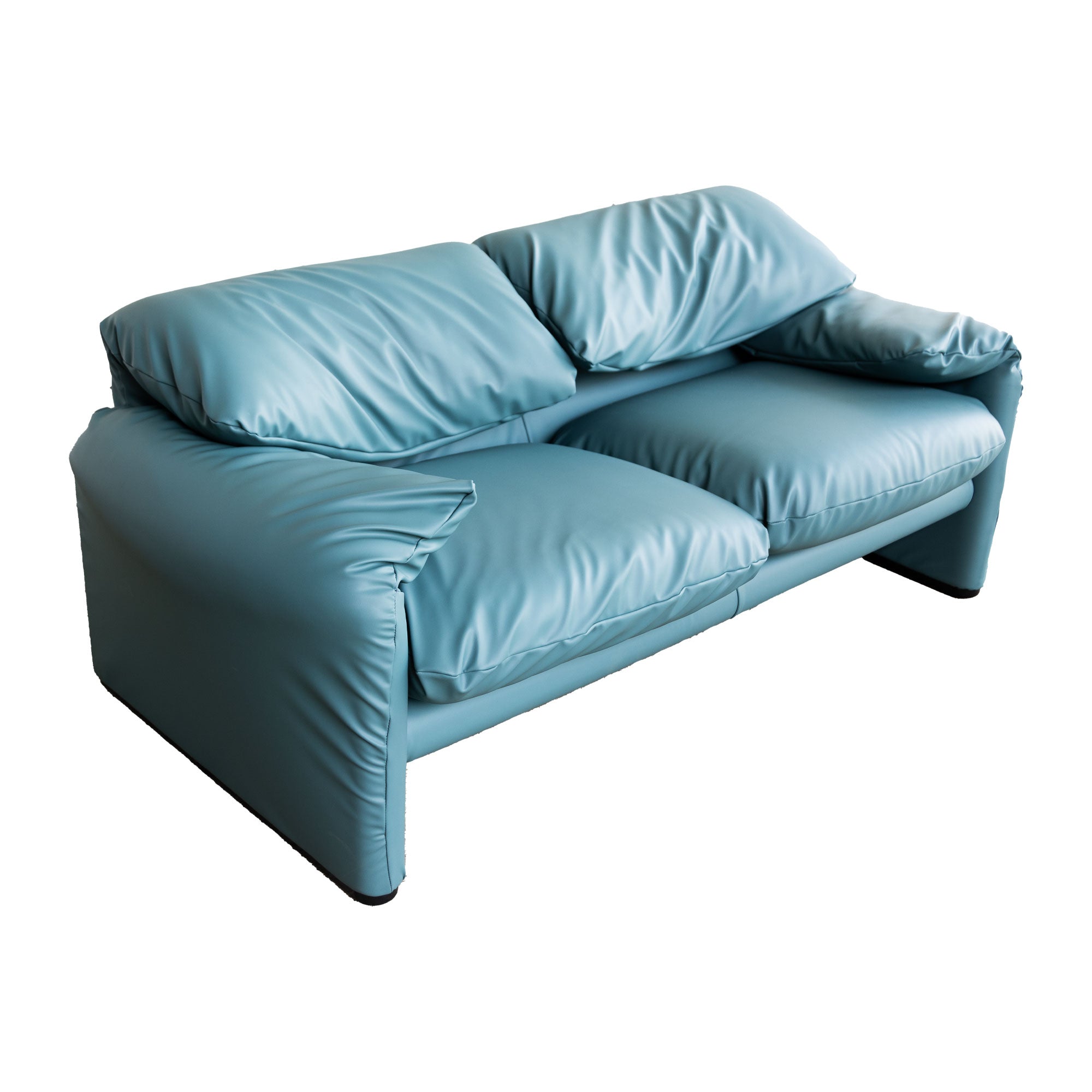 Teal Maralunga Bank door Vico Magistretti voor Cassina