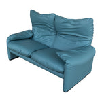 Teal Maralunga Bank door Vico Magistretti voor Cassina