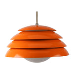 Orange 70s Layered Pendant Lamp with Glass Body